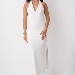 LWD Halter Neck Pearl Detail Dress - XS